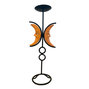 Black Metal Orange Moons Candle Holder